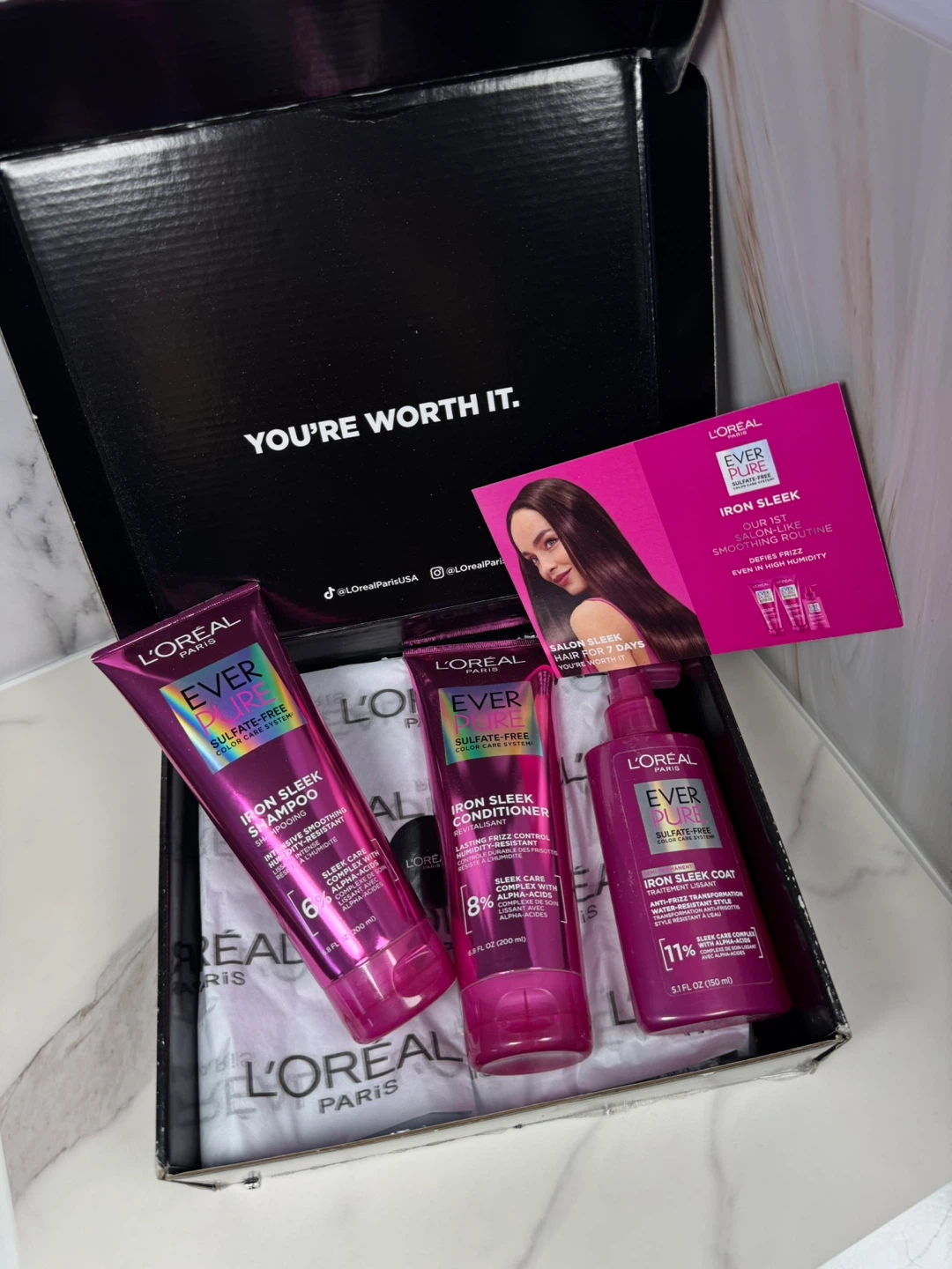 L'Oréal EverPure Iron Sleek Shampoo, Conditioner, and Coat Set