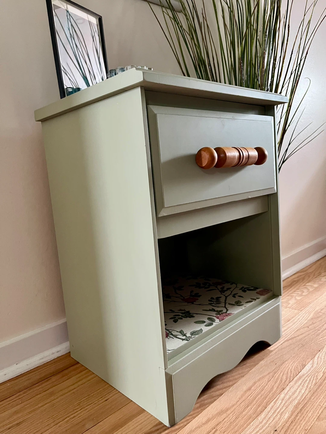 Sage Green Nightstand with Drawer