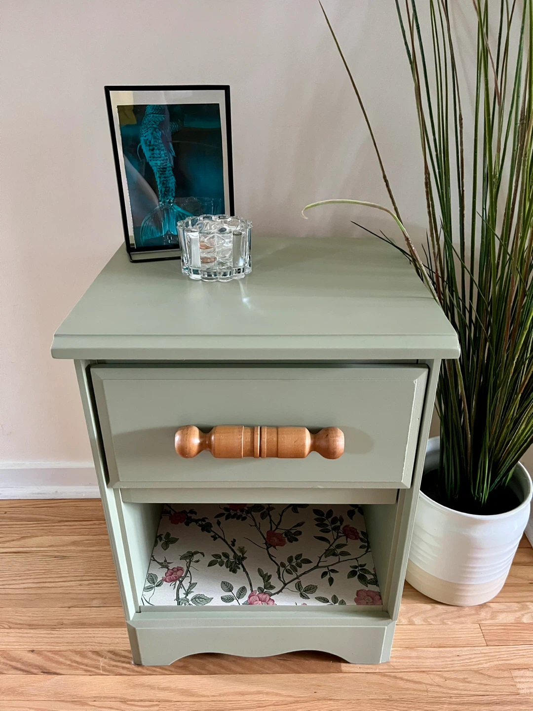 Sage Green Nightstand with Drawer - photo 3