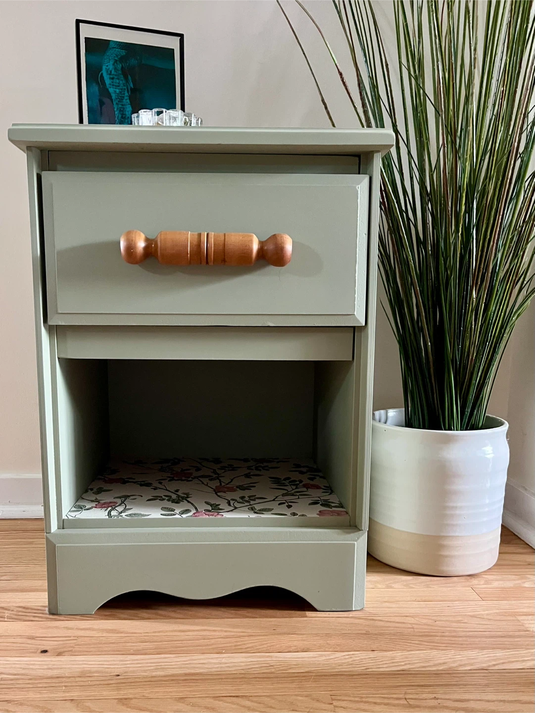 Sage Green Nightstand with Drawer - photo 4