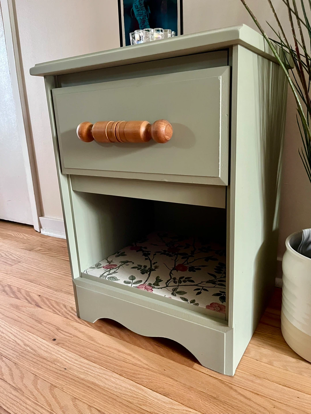 Sage Green Nightstand with Drawer - photo 5