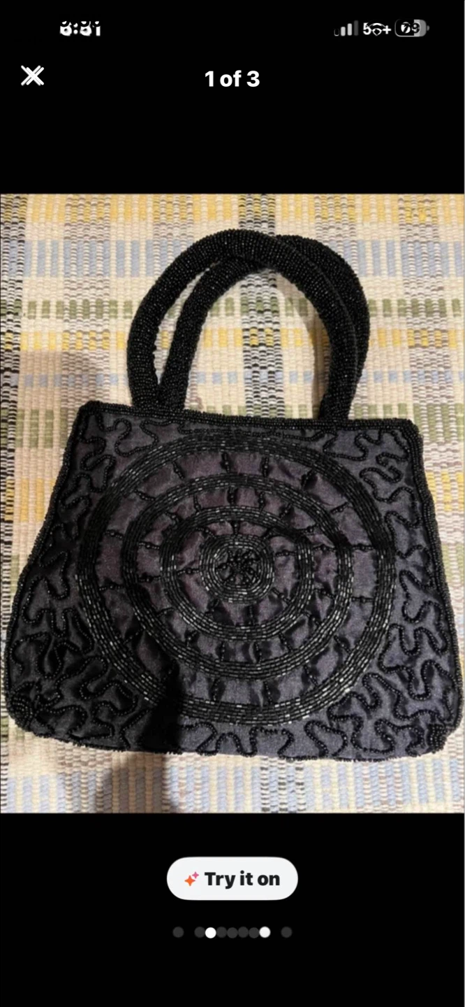 Annex Black Beaded Evening Handbag