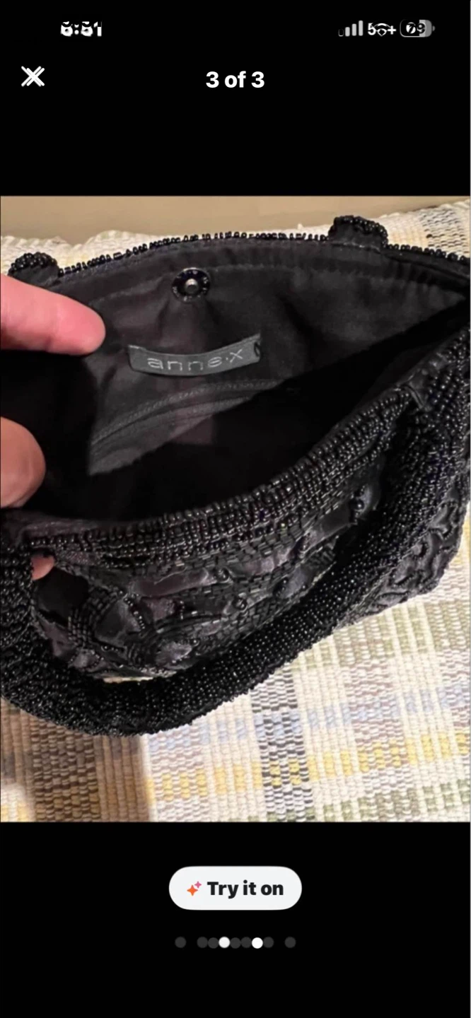 Annex Black Beaded Evening Handbag - photo 3