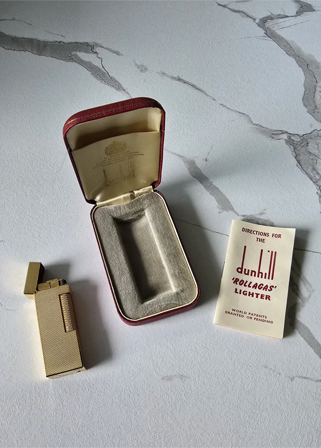 Vintage Dunhill Rollagas Gold Plated Lighter w/ Box - photo 2
