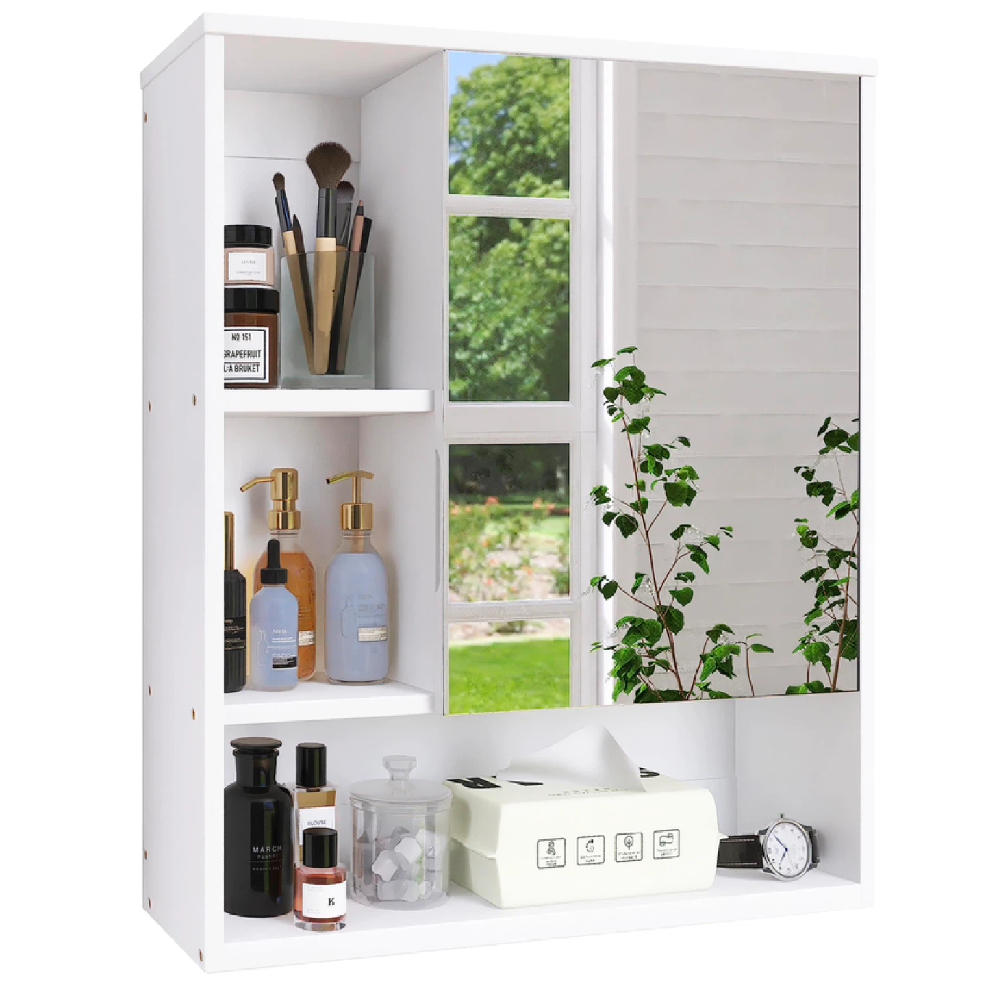 SMIBUY Bathroom Cabinet Wall Mounted with Mirror