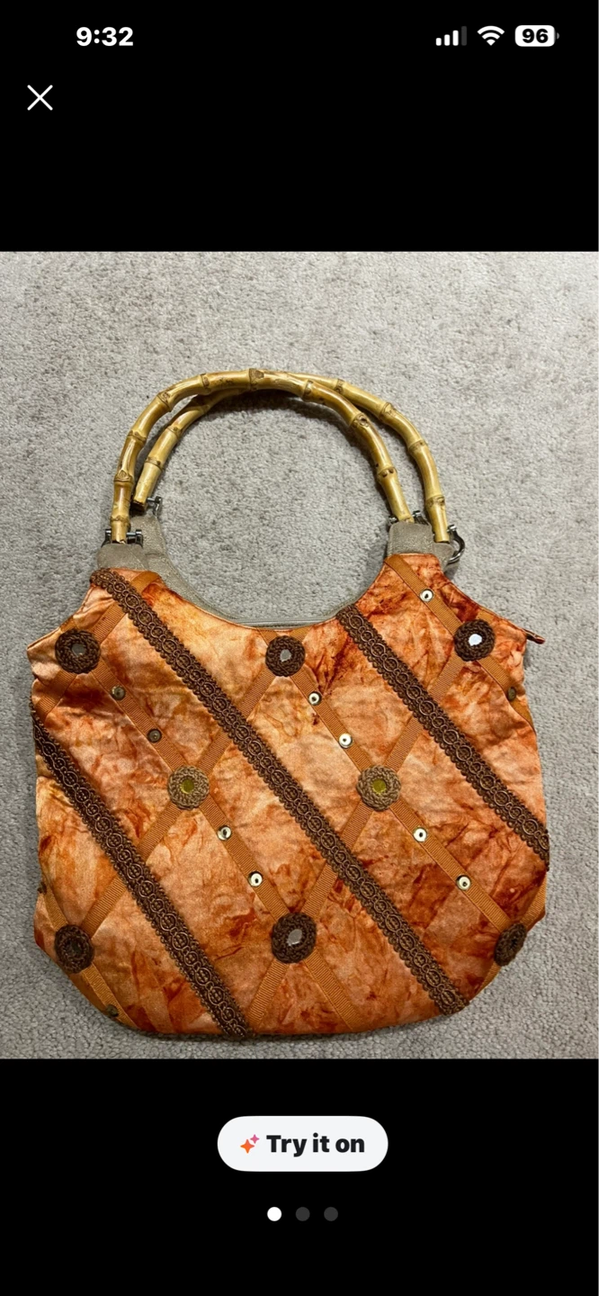 Unique Shoulder Bag with Bamboo Handles