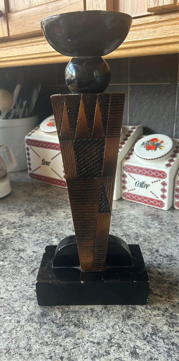 Vintage Postmodern Art Deco Revival Sculptural Candle Holder