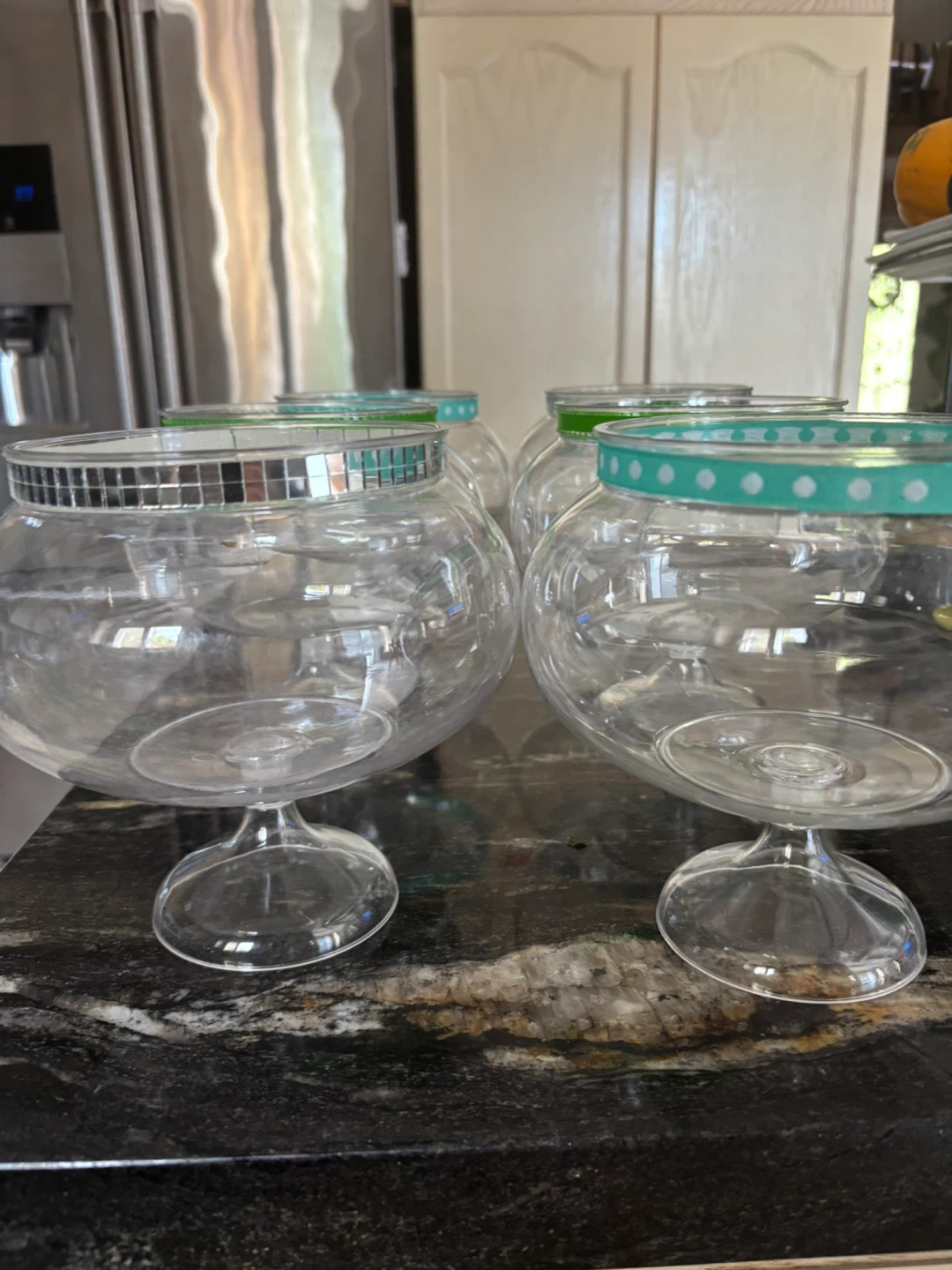 Set of 6 Clear Plastic Candy Bowls