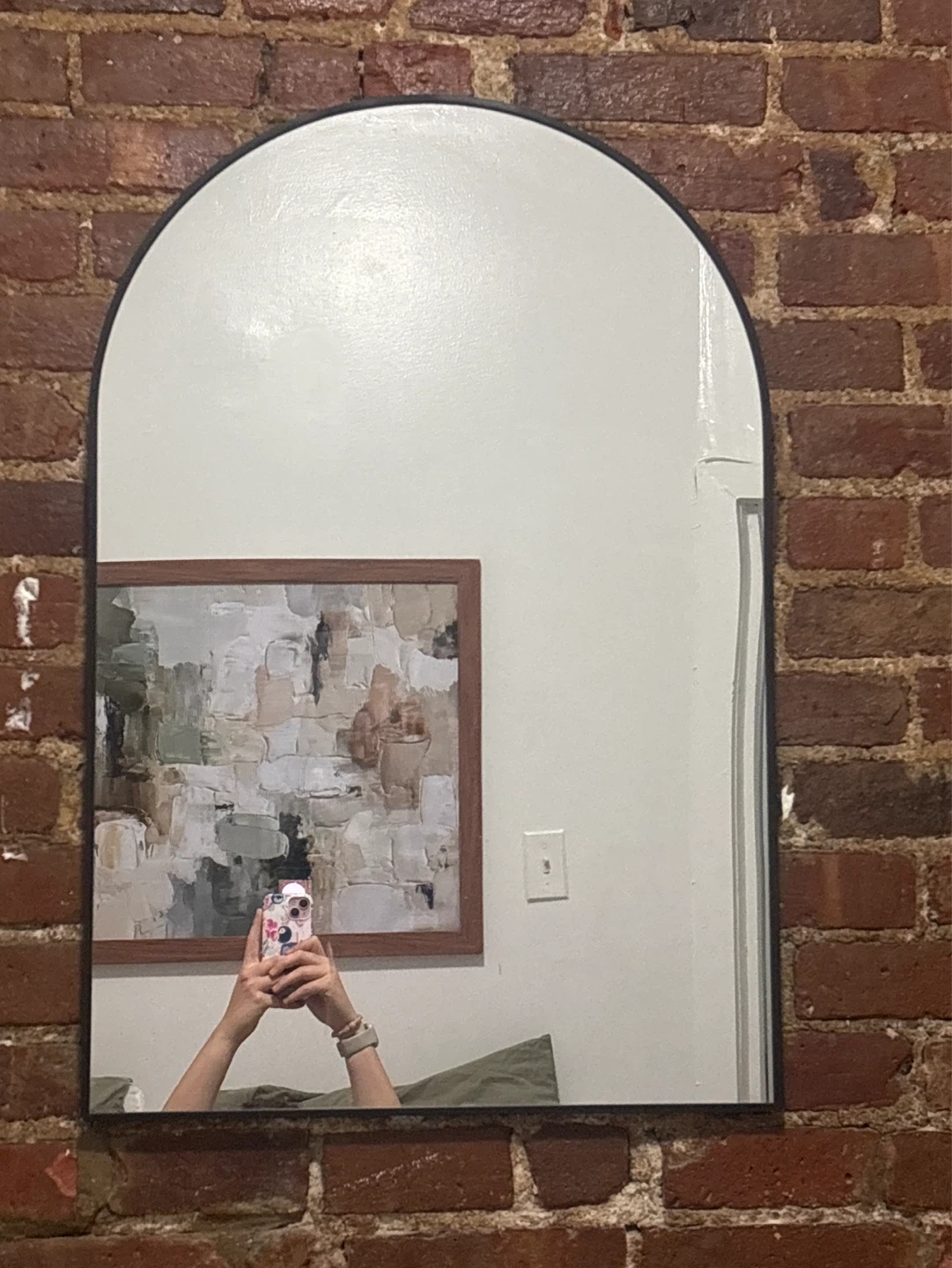 Arched Wall Mirror with Black Frame
