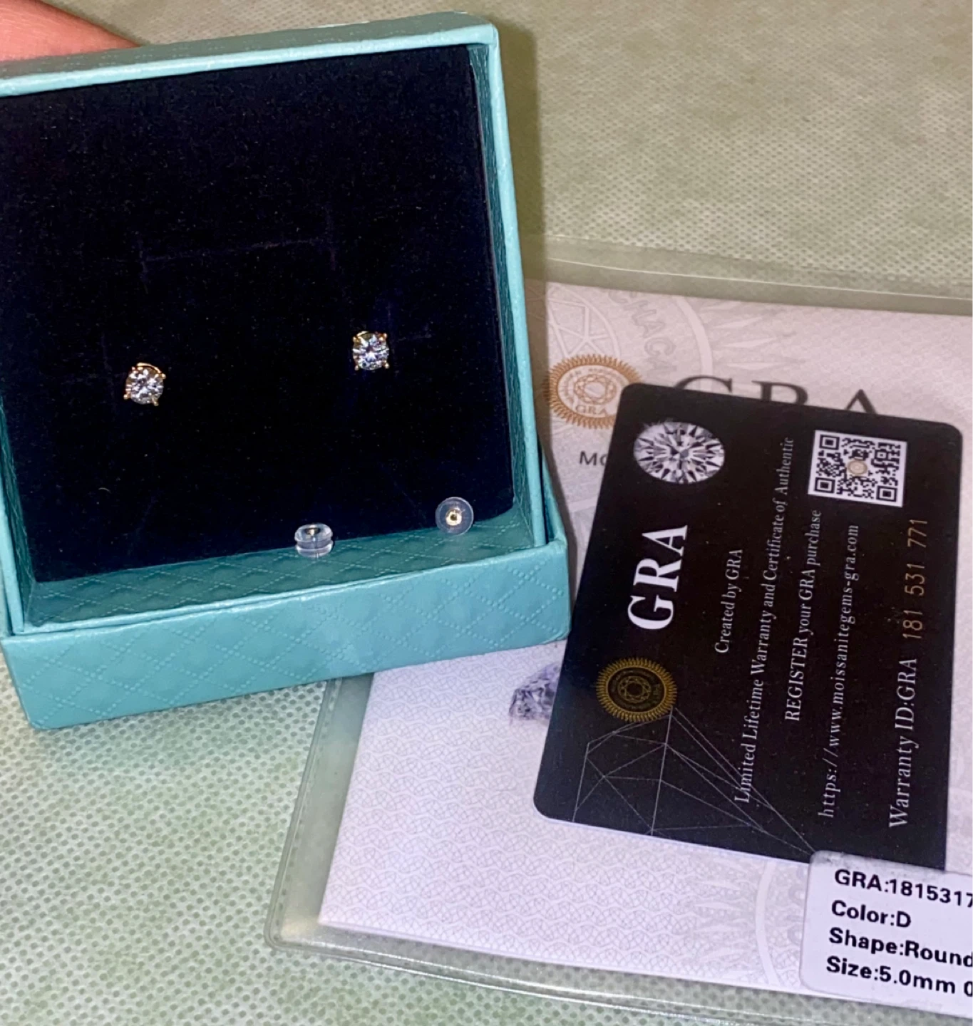 18K Gold (750) Moissanites Stud Earrings - photo 2