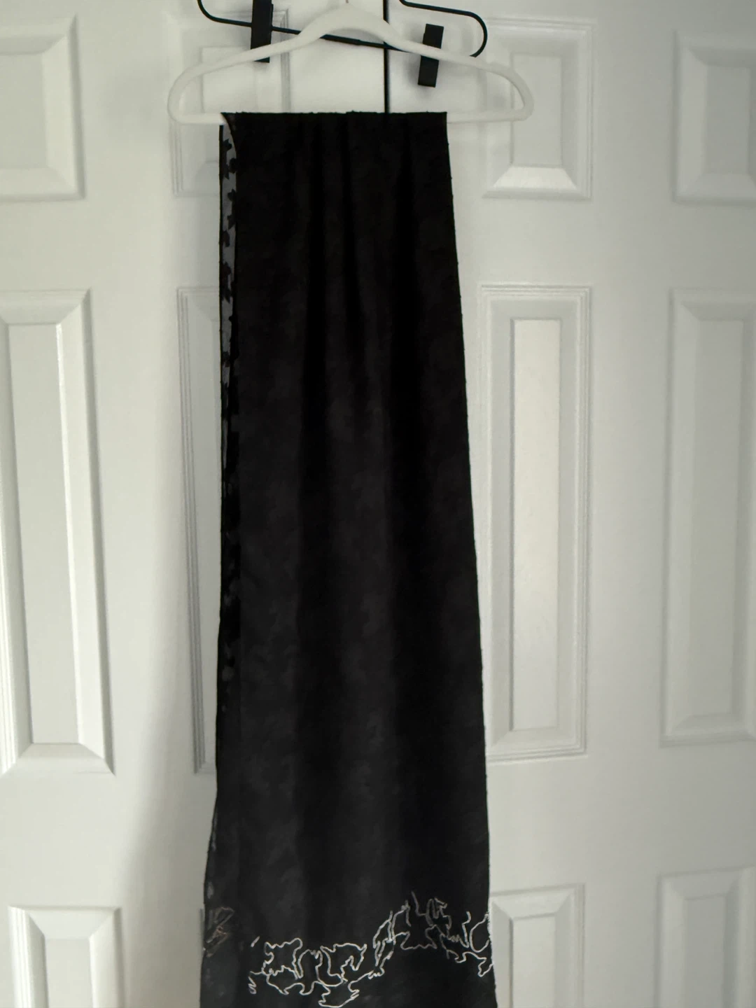 Black Lace Dupatta with Floral Border