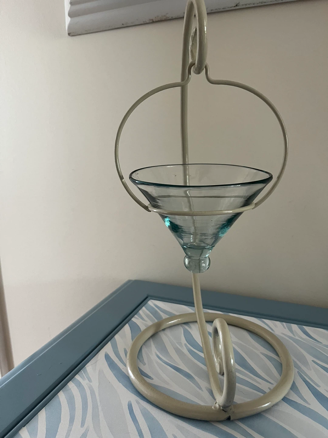 Glass and metal candle holder