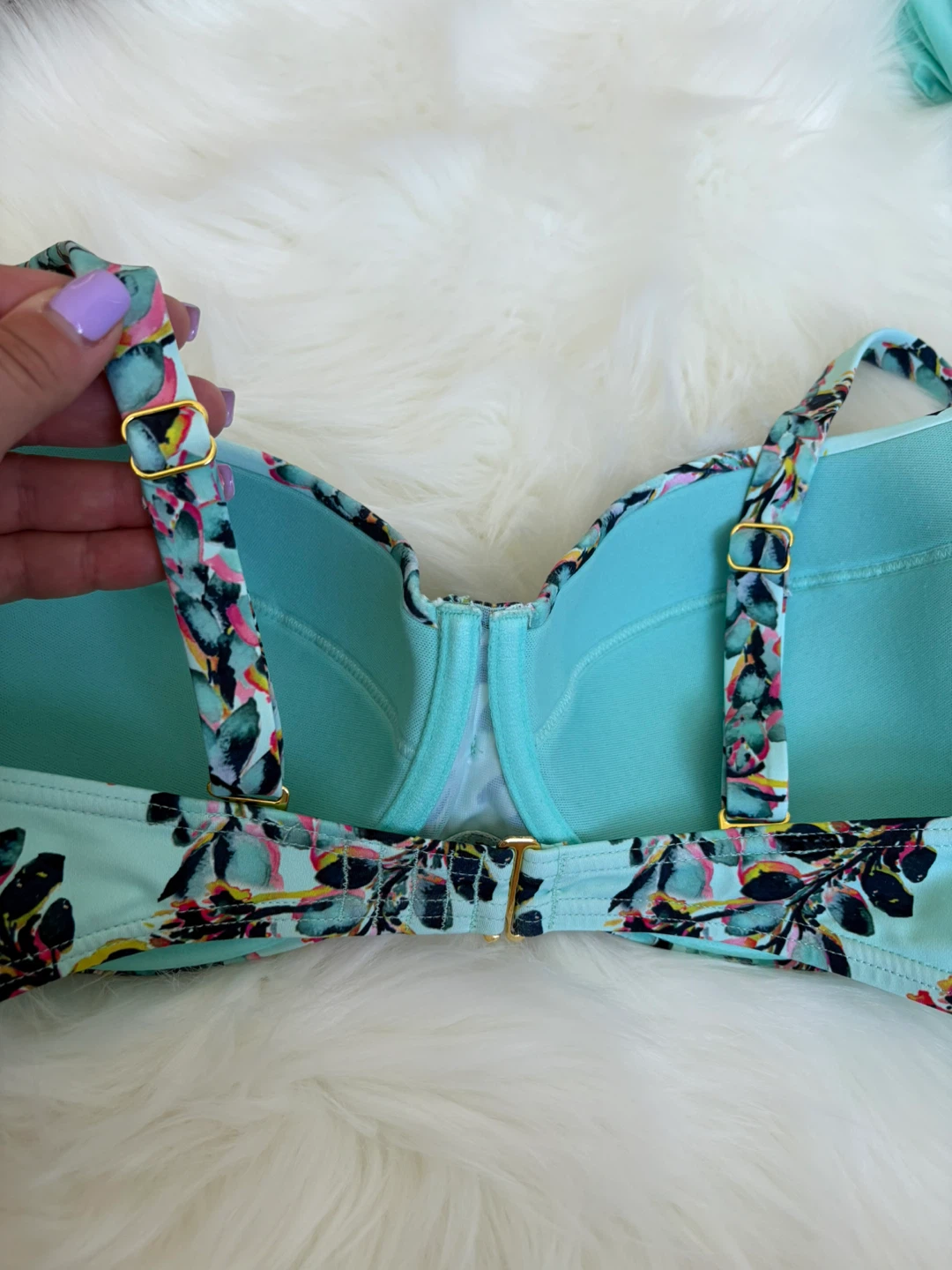 La Vie en Rose Aqua Floral Bikini Set (never worn) size L - photo 5