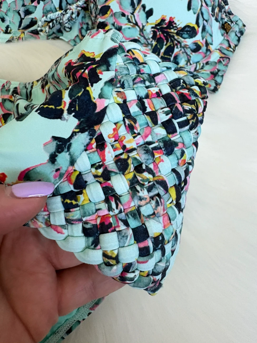 La Vie en Rose Aqua Floral Bikini Set (never worn) size L - photo 2