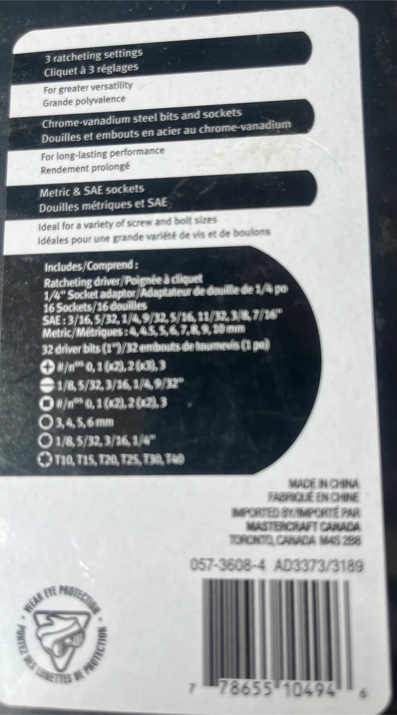 Mastercraft Ratcheting Driver and Socket/Bit Set - photo 2