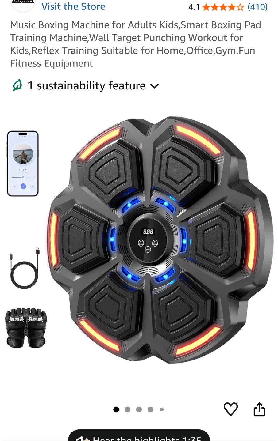 Smart Bluetooth Music Boxing Machine with MMA Gloves