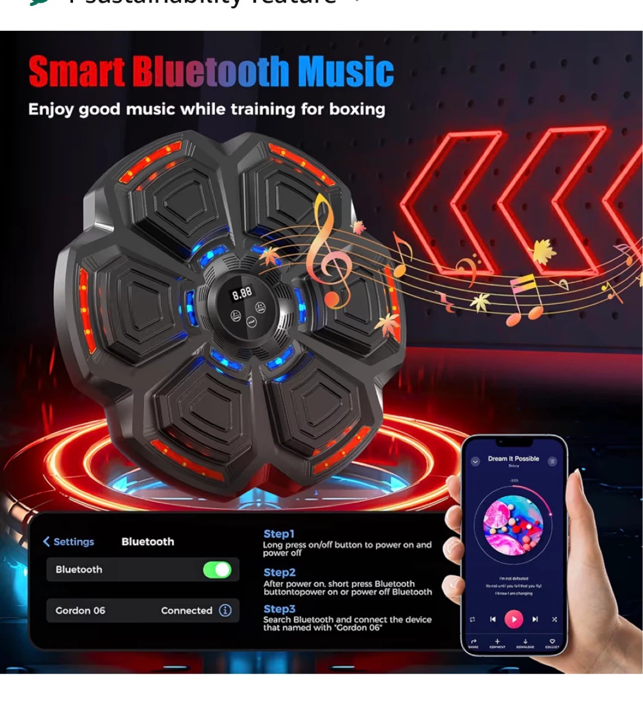 Smart Bluetooth Music Boxing Machine with MMA Gloves - photo 3