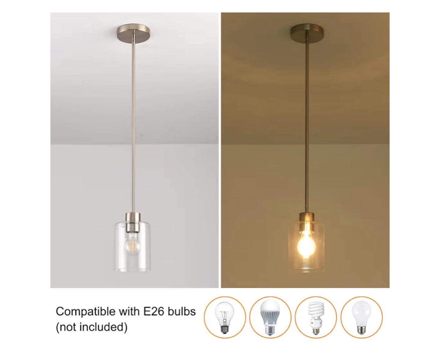 2 Pack Pendant Lights with Glass Shade - photo 3