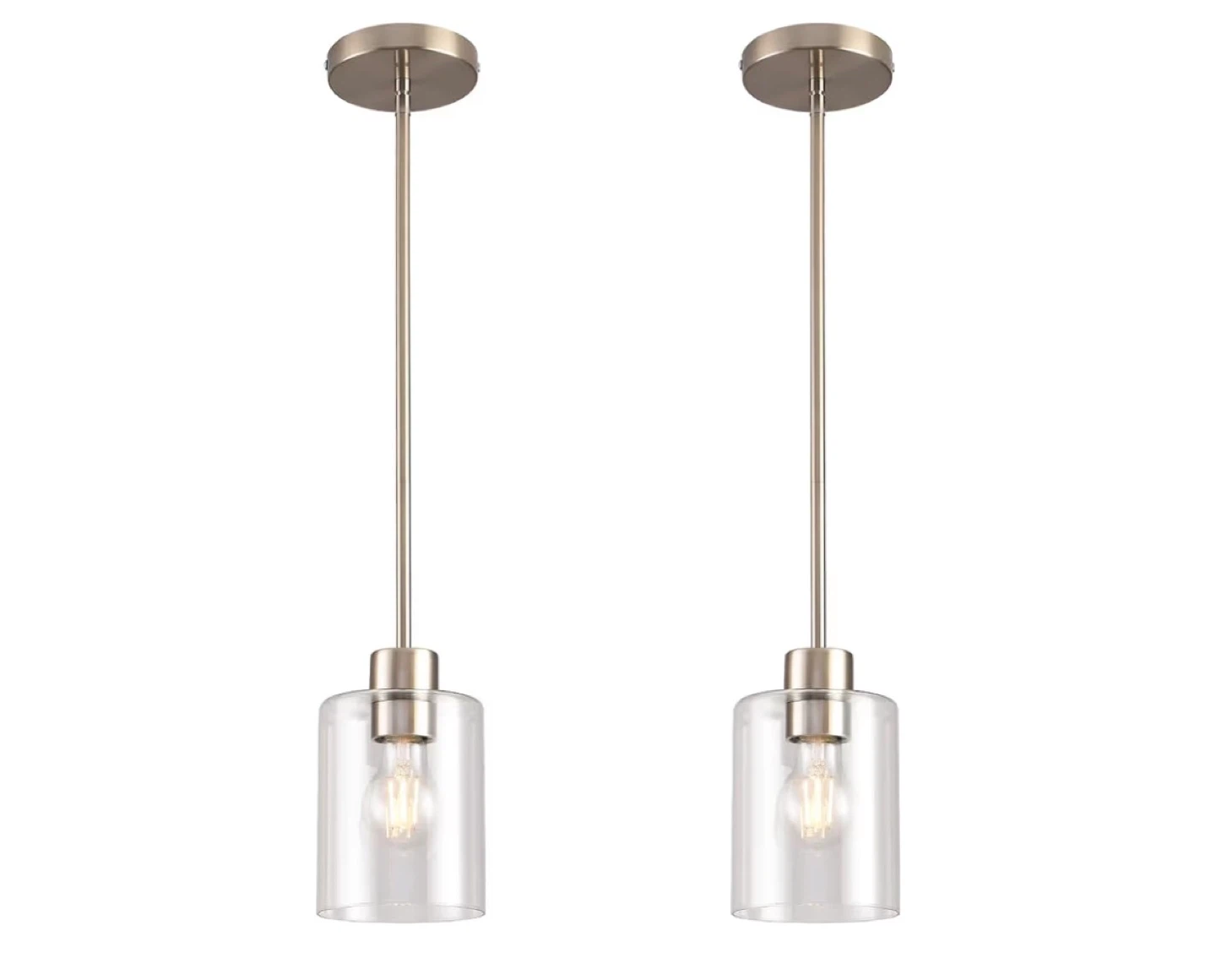 2 Pack Pendant Lights with Glass Shade