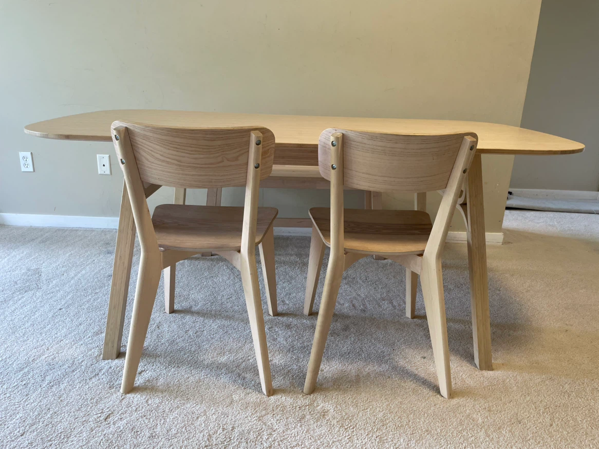 Wooden Dining Table and Bench/Chair Set - photo 3