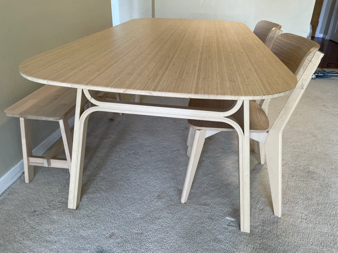 Wooden Dining Table and Bench/Chair Set - photo 4