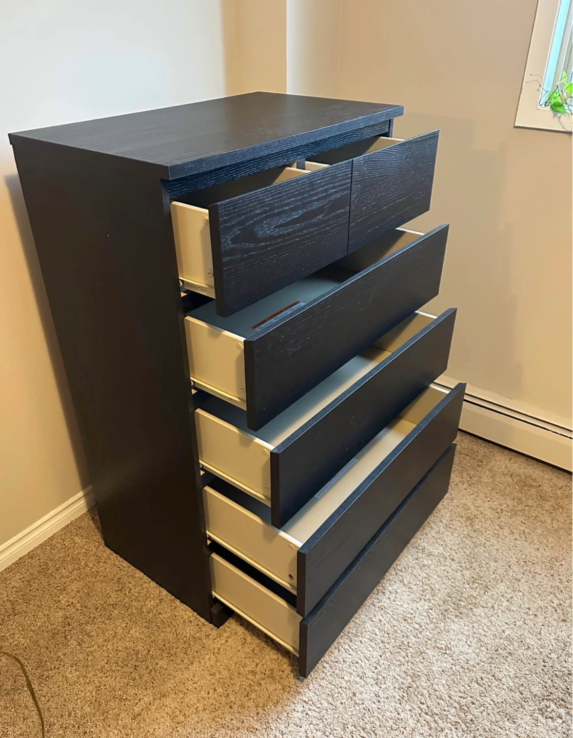 IKEA MALM Tall dresser with 6 drawers black brown - photo 2