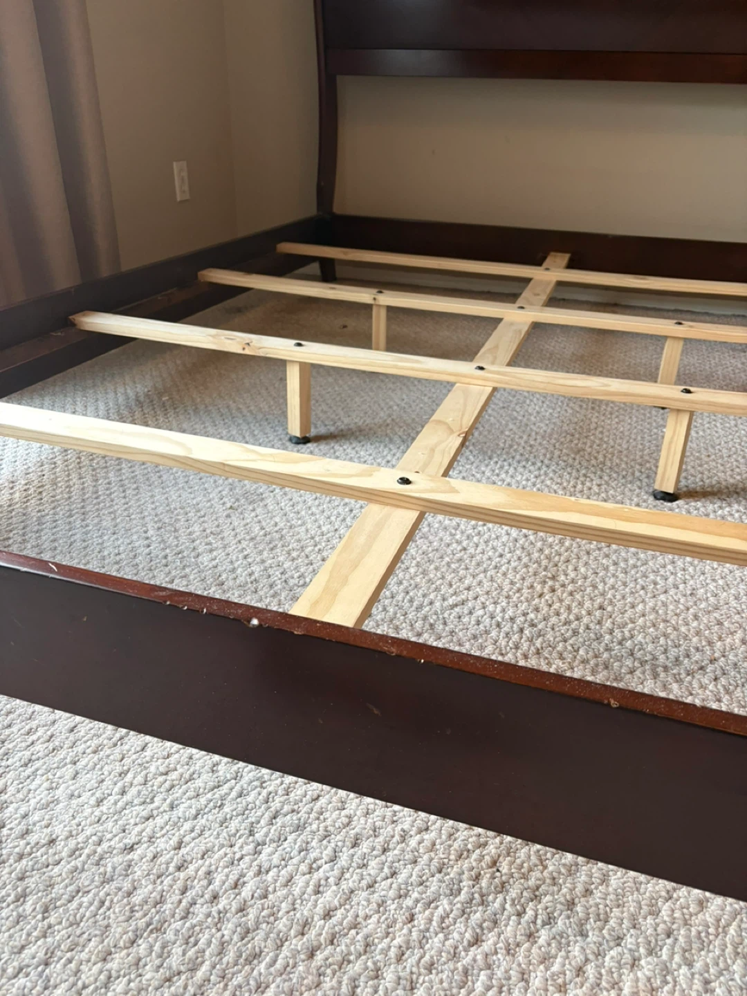 Dark Wood Sleigh Bed Frame - photo 2