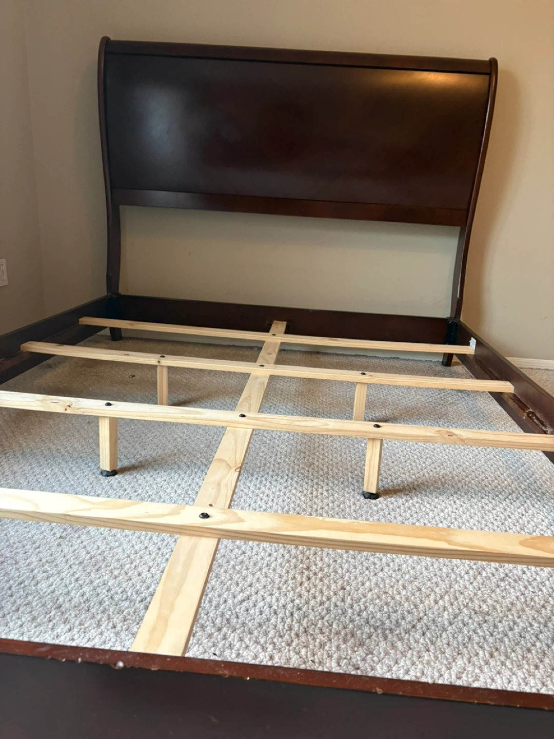 Dark Wood Sleigh Bed Frame