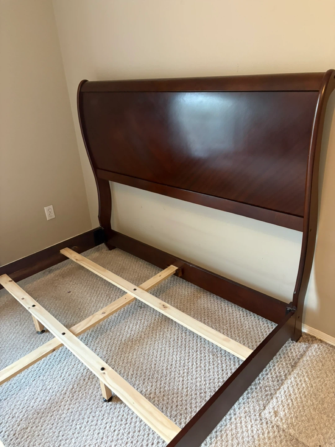 Dark Wood Sleigh Bed Frame - photo 5