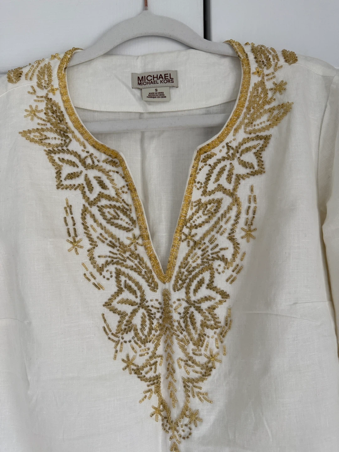 Michael Kors White Beaded Tunic Top - photo 2