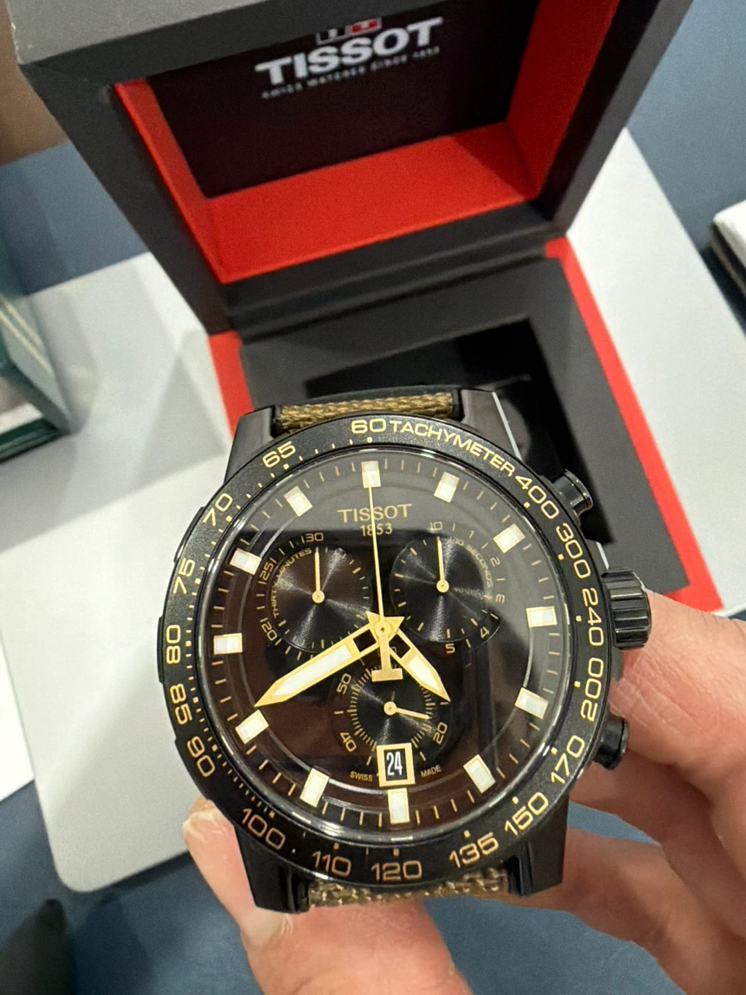 45.5 mm Men’s Tissot Brownish-Gold Chronograph Watch