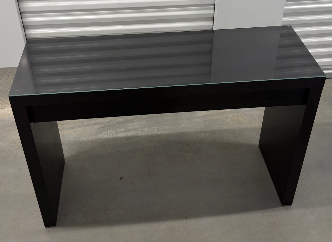 Black Glass Console Table w/ Storage Drawer
