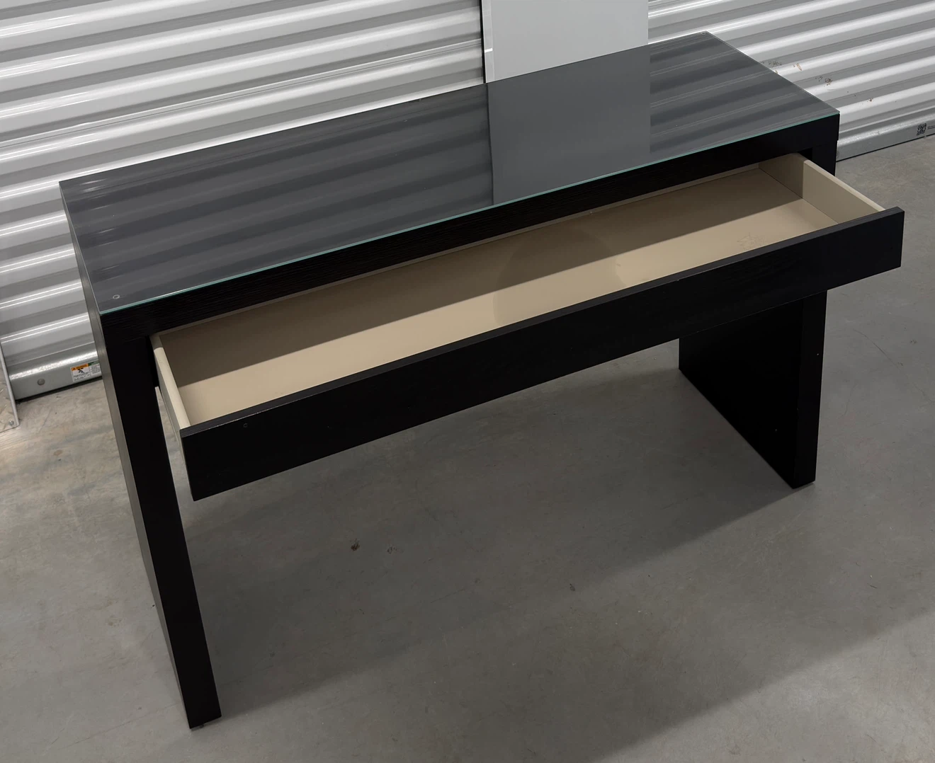 Black Glass Console Table w/ Storage Drawer - photo 2