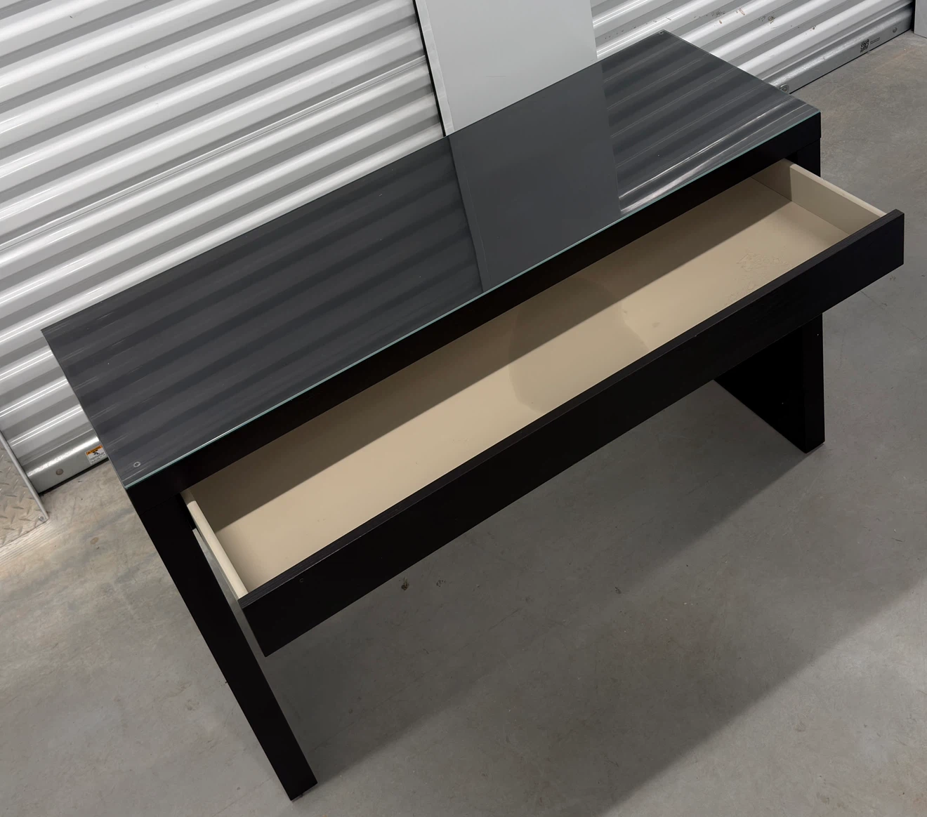Black Glass Console Table w/ Storage Drawer - photo 3