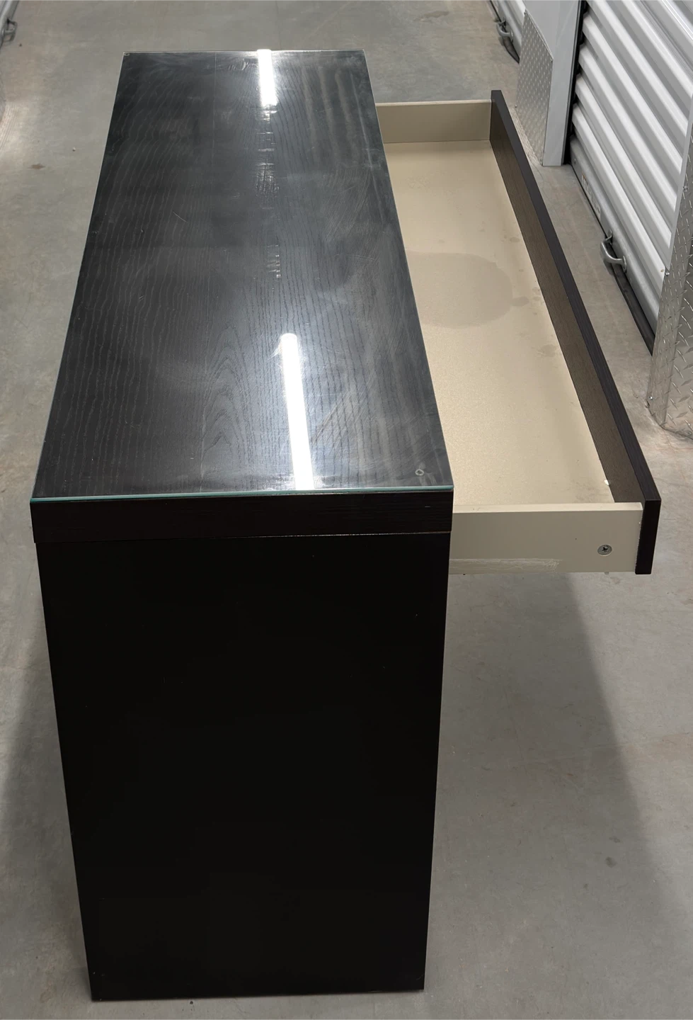 Black Glass Console Table w/ Storage Drawer - photo 4