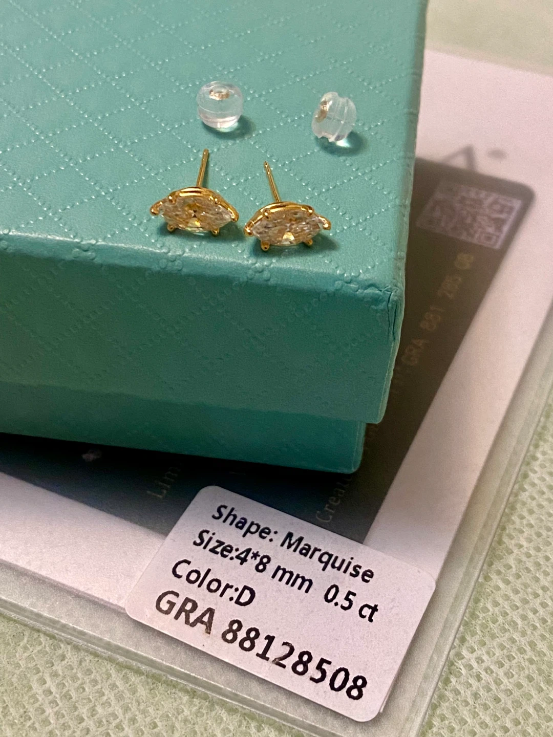 14K Marquise Moissanite Earrings 0.5 ct Color D - photo 2