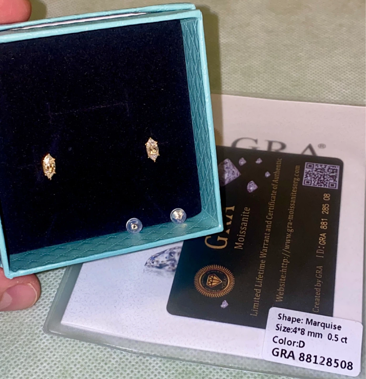 14K Marquise Moissanite Earrings 0.5 ct Color D