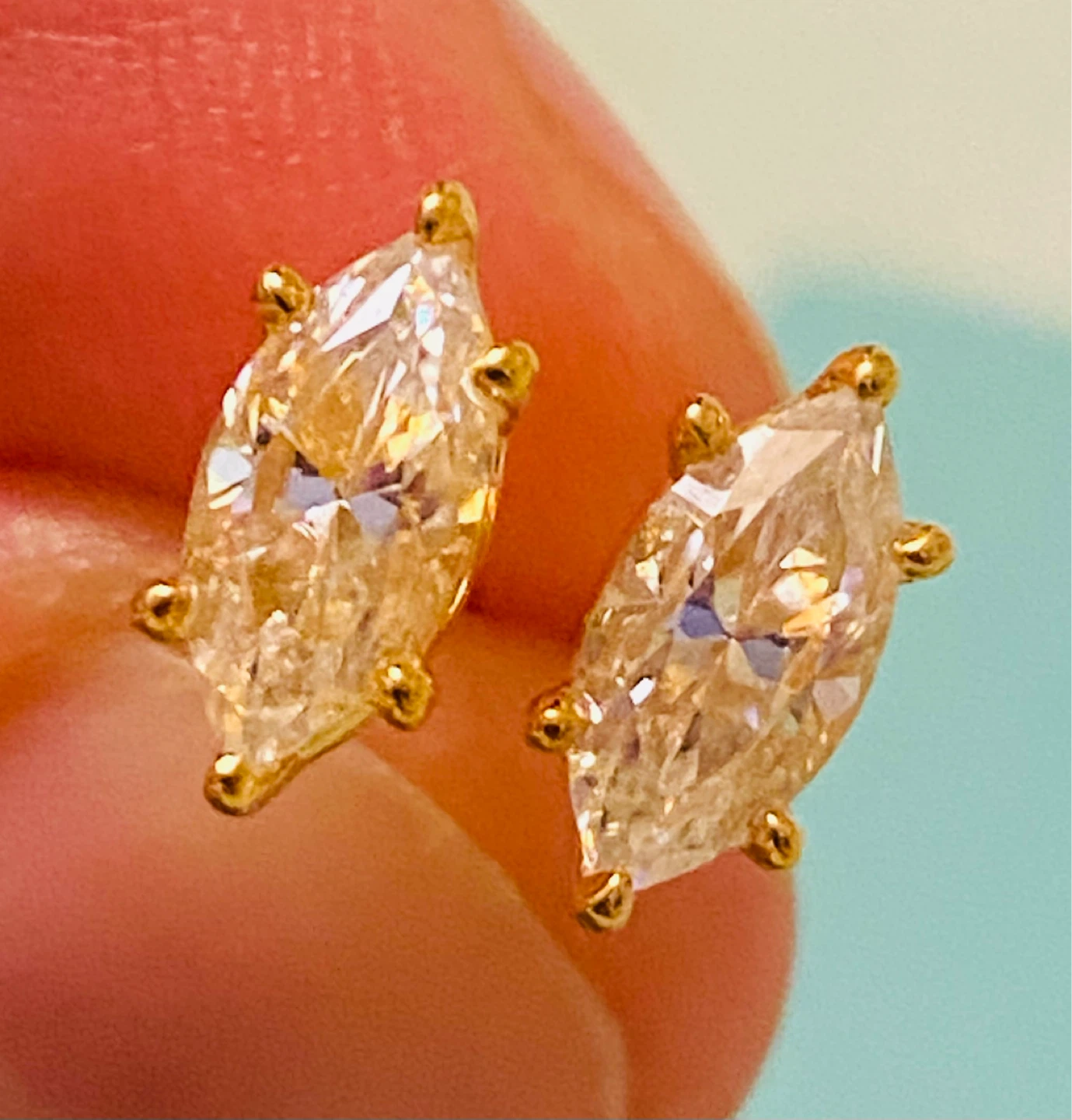 14K Marquise Moissanite Earrings 0.5 ct Color D - photo 5