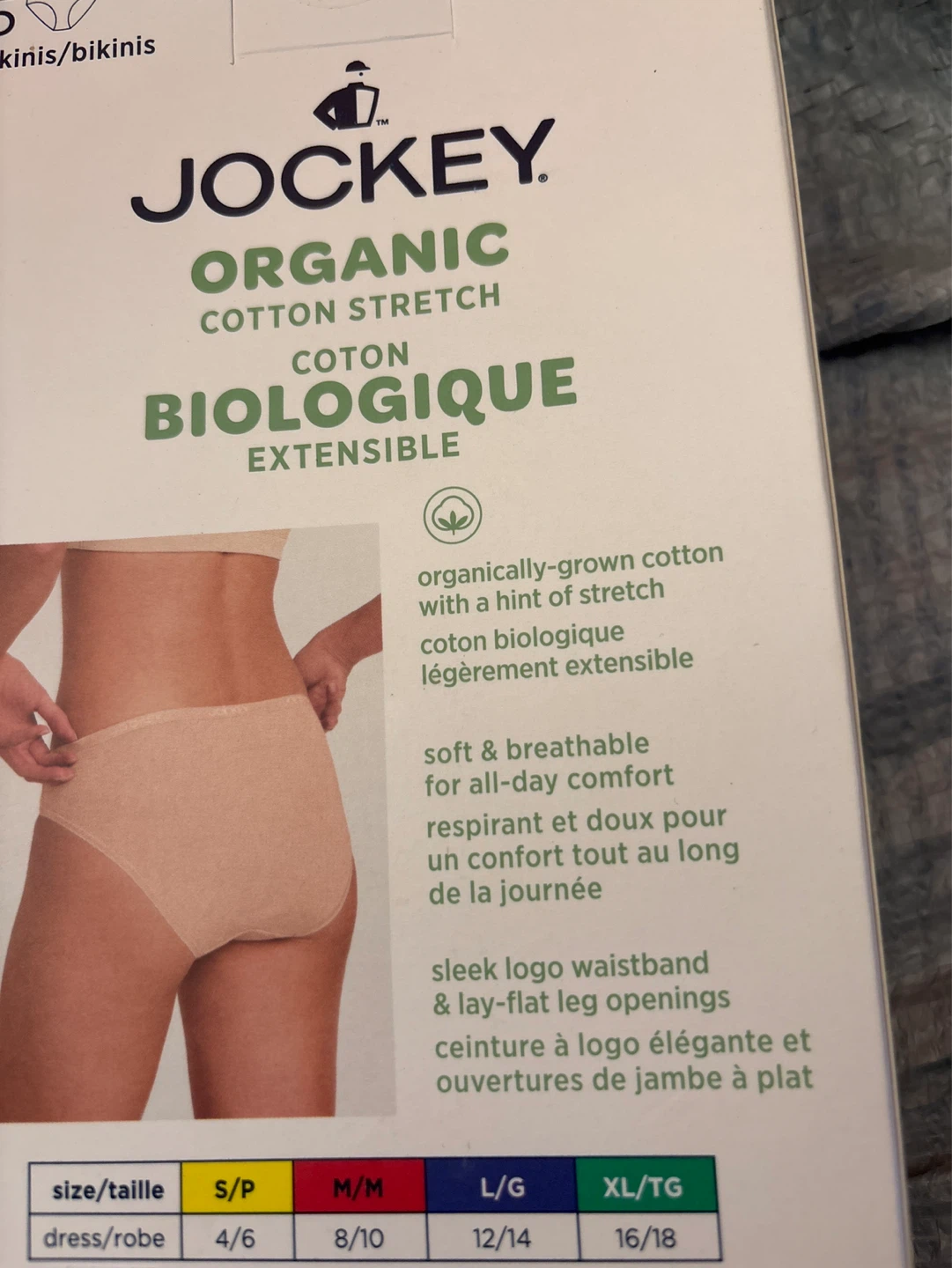 Jockey Organic Cotton Stretch Bikinis - 5 Pack - XL/TG - photo 2
