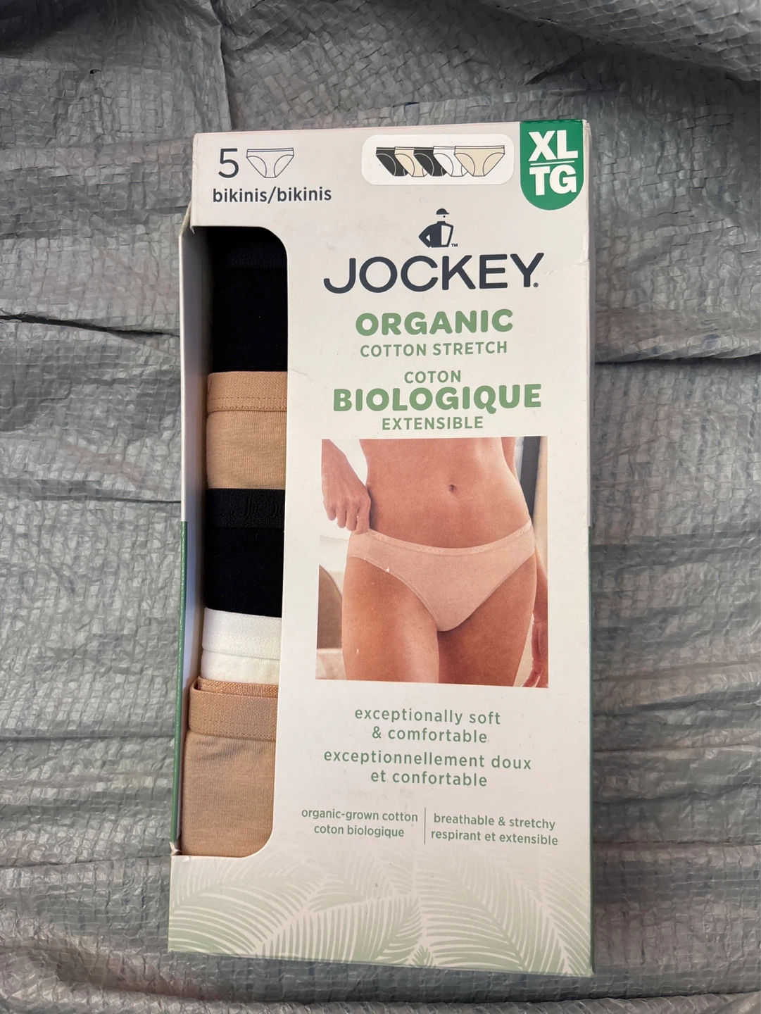 Jockey Organic Cotton Stretch Bikinis - 5 Pack - XL/TG