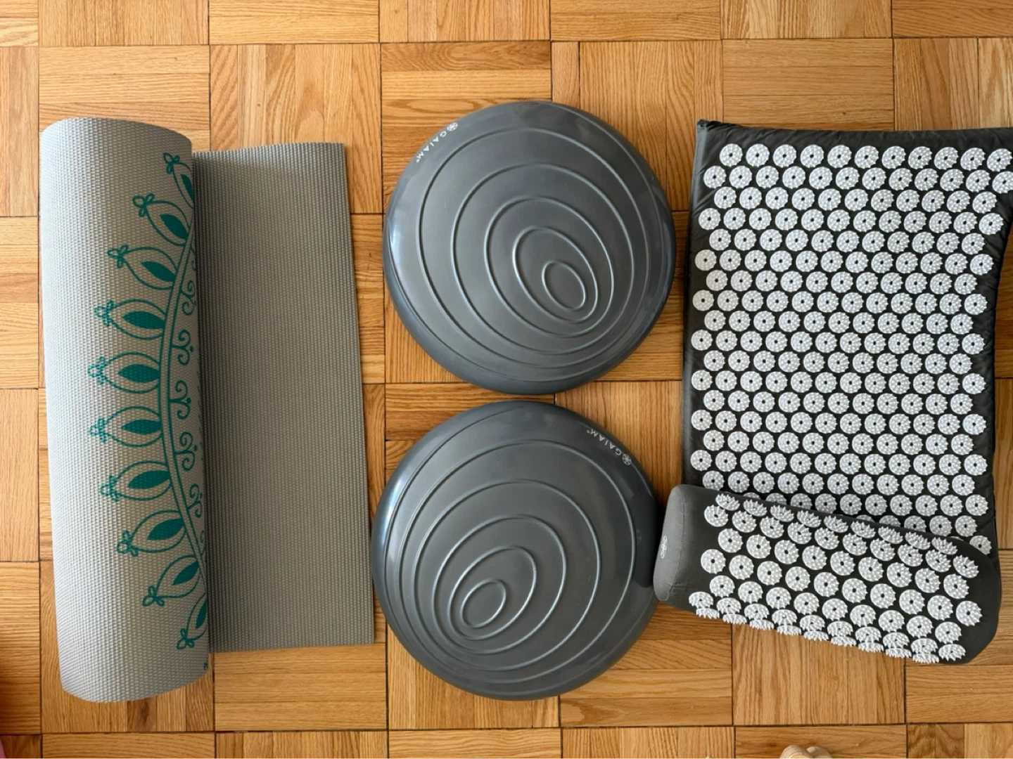 MOVING SALE - Gaiam Yoga Mat, Balance Discs, Acupressure Mat