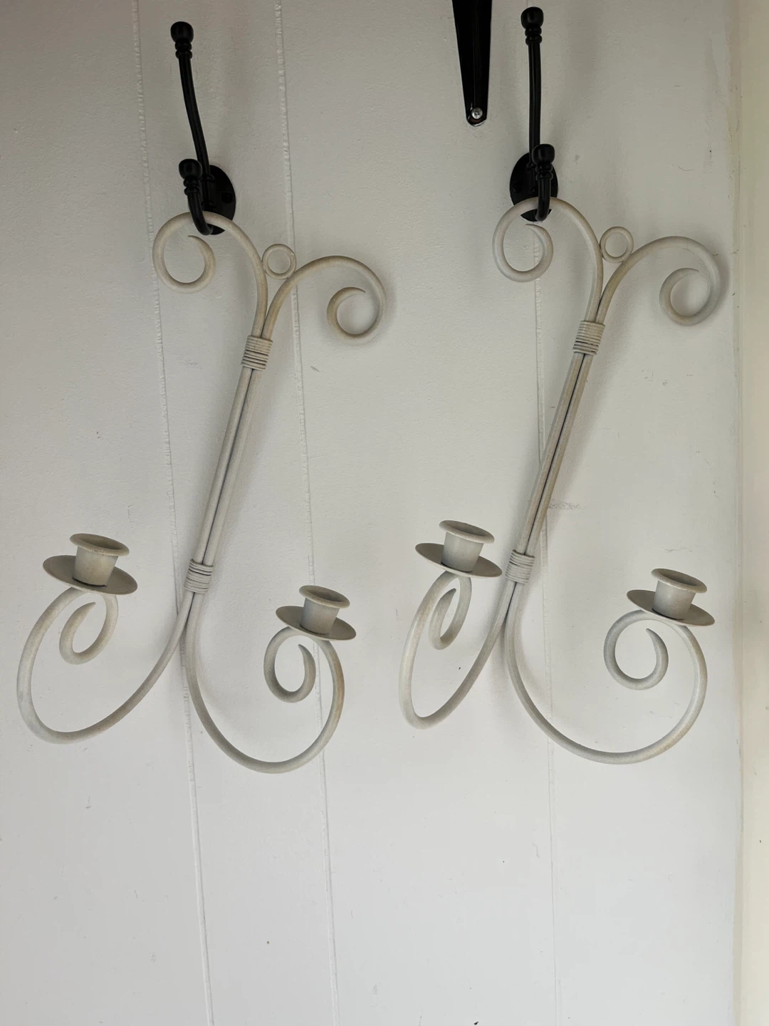 Set of 2 Cream Scroll Wall Sconces