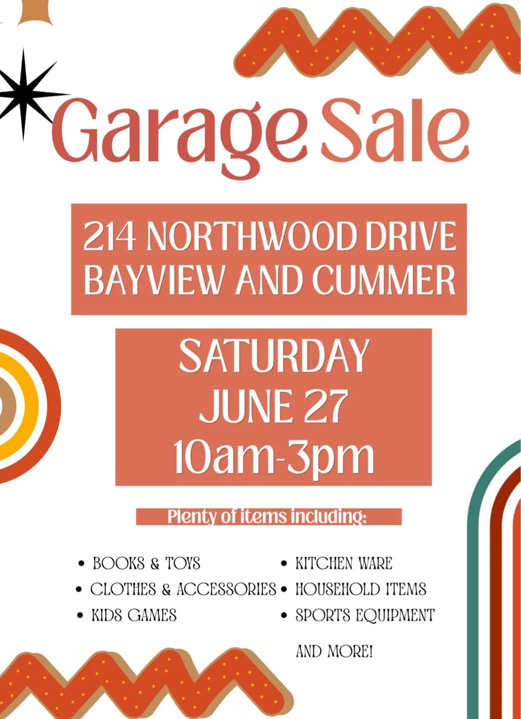 Garage Sale this Saturday - Near Bayview and Cummer