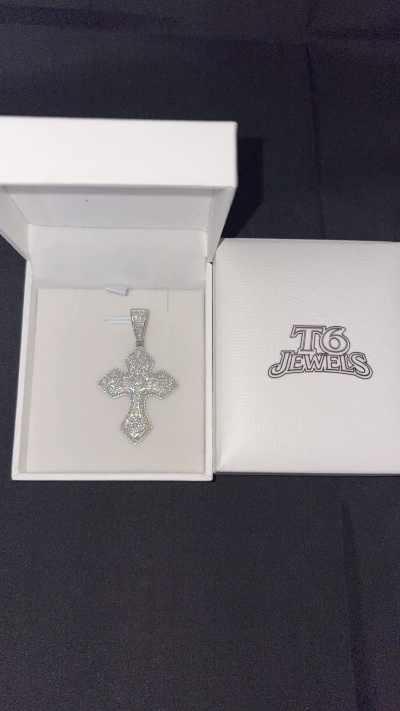 2” Iced Cross Pendant 💎 Passes Diamond Tester ✅ 925 Silver Base