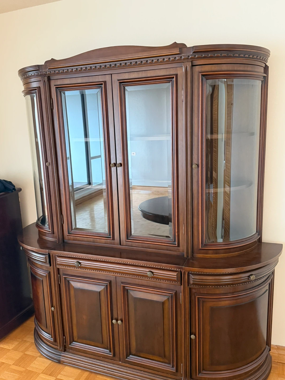 Large Wooden China Cabinet with Glass Doors - photo 2