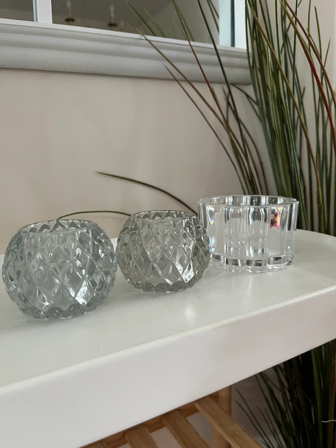 3 Clear Glass Candle Holders