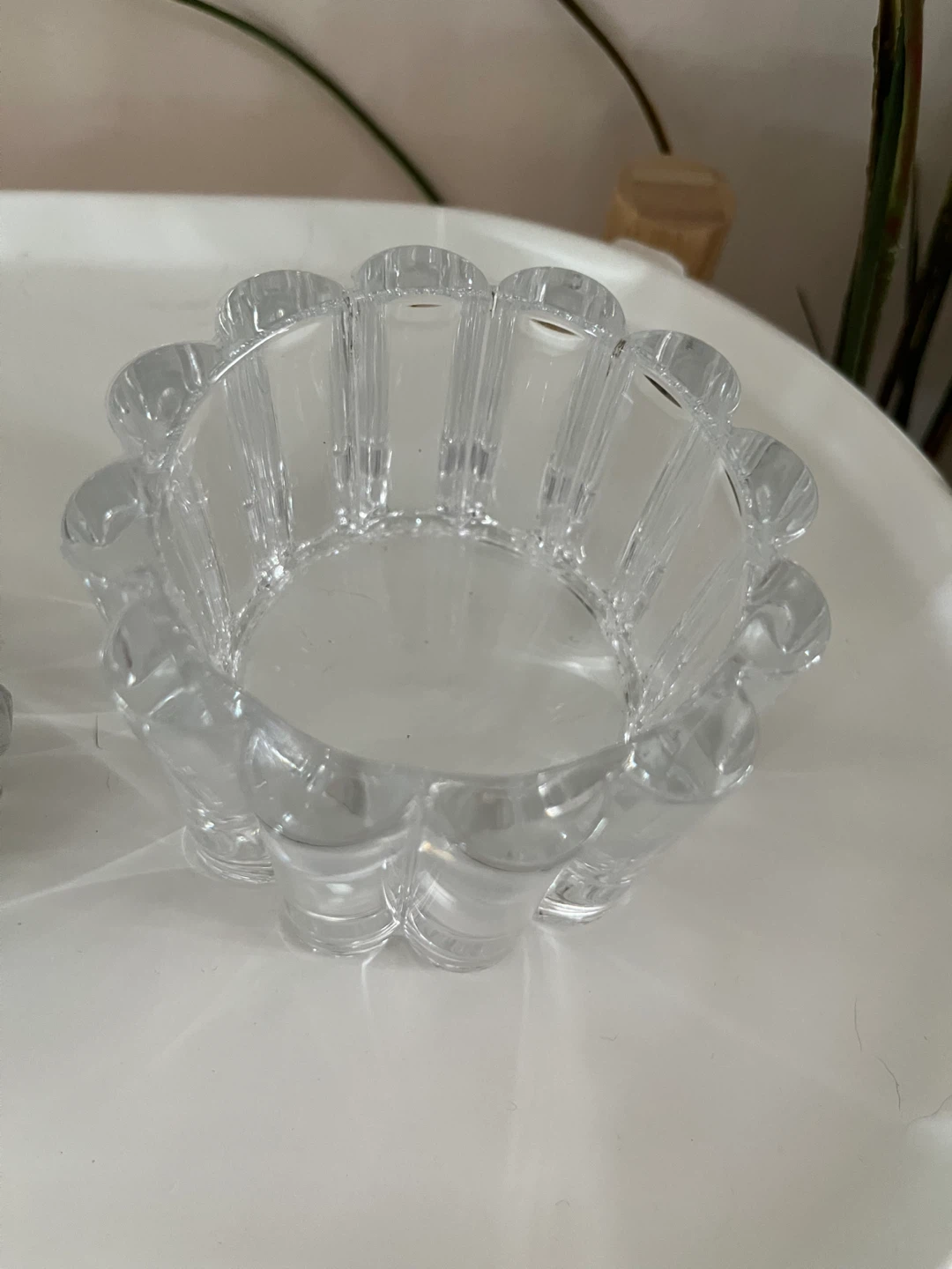 3 Clear Glass Candle Holders - photo 3