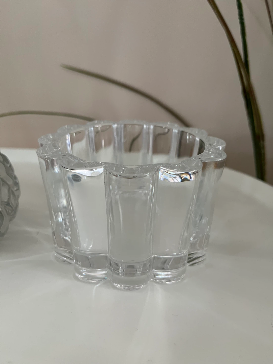 3 Clear Glass Candle Holders - photo 4