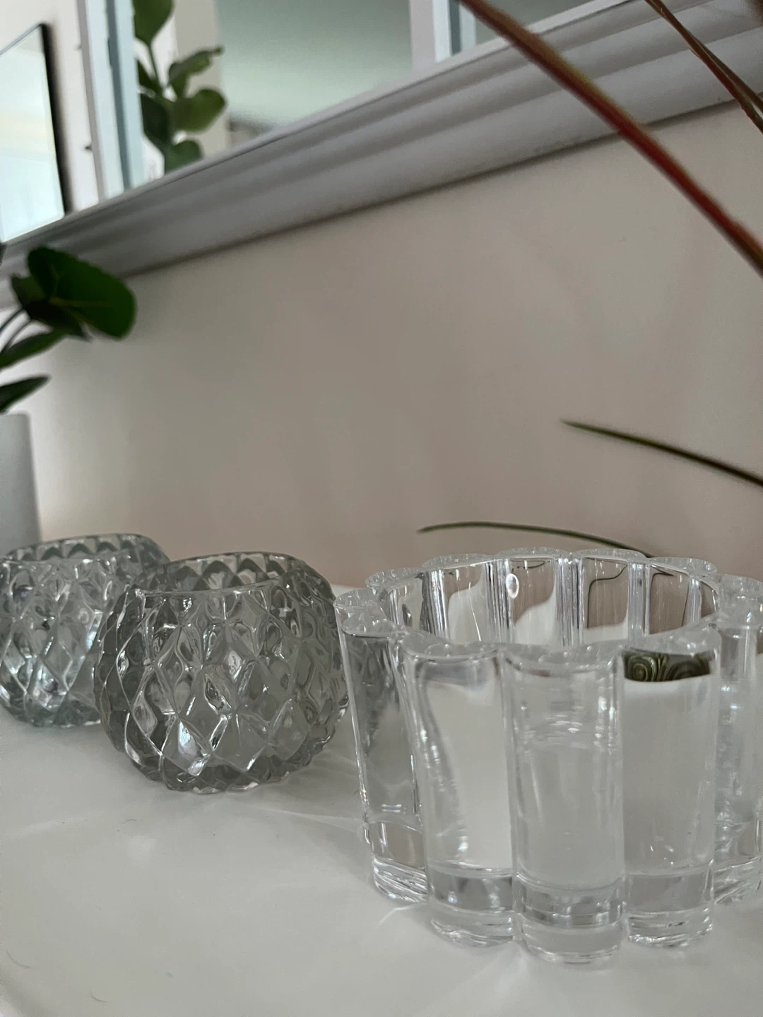 3 Clear Glass Candle Holders - photo 5
