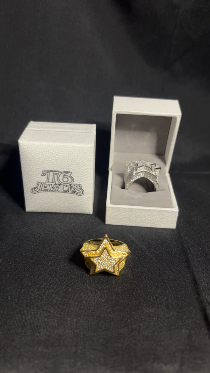 ⭐ Iced Star Ring 💎 Passes Diamond Tester ✅ 925 Silver Base - photo 2